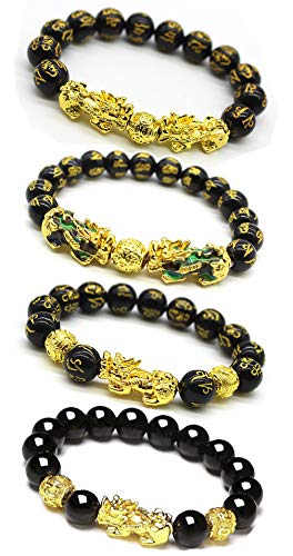 Carshier Feng Shui Good Luck Bracelets For Men Women Obsidian Bead Chinese Lucky Charm Bracelet Pixiu Yao Attract Wealth Porsperity Feng Shui Jewelry Father's Day Gift #TOP3