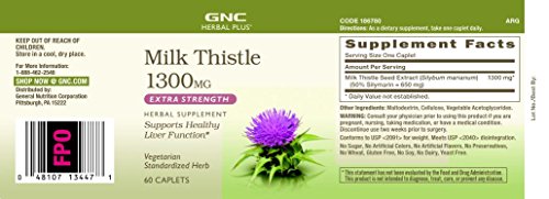 Gnc Herbal Plus Milk Thistle 1300Mg | Supports Liver Health | 60 Caplets #TOP2