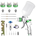 HVLP Spray Gun, paint sprayer with 600ml Cup, 1.4/1.7/2.0mm Nozzles, Automotive Spray Gun Kit With Air Pressure Regulator and Filter for Cars & DIY Painting（Green）