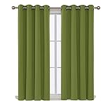 Deconovo Grass Green Grommet Thermal Insulated Blackout Curtain 52x63,1 Pair
