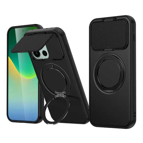 Image of SPAZY CASE OnePlus Nord 6 Back Cover|Premium Magnetic Ring Stand Case with Camera Protection Slider|360 Rotating Kickstand|Slim & Strong Grip Phone Case for OnePlus Nord 6-Black