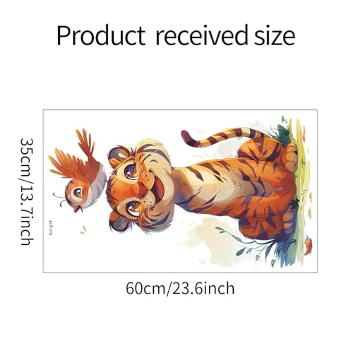 Vinilo decorativo infantil tigre y pájaros adorable miniatura 2