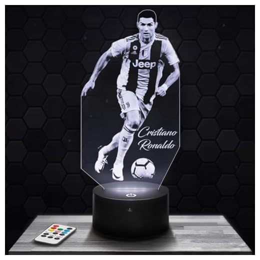 Lámpara de mesilla de noche, luz nocturna táctil C. Ronaldo Futbolista lámpara LED ilusión 3D, idea de regalo para niños y niñas, Navidad, lámpara de mesilla de noche para niños o adultos. TOP
