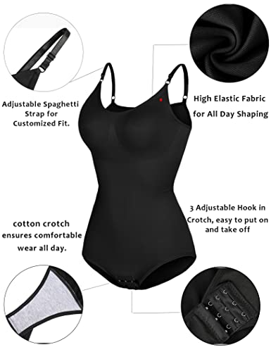 Marvmys Women's Slimming Bodysuits Shapewear Tummy Control Sculpting Bodysuit Camisole Leotards Body Suit Black M #TOP2