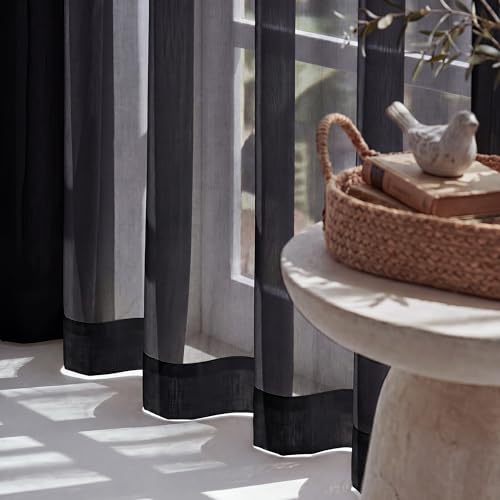 Image of NICETOWN Black Sheer Curtains 96 Inches Long, W42xL96, 2 Panels