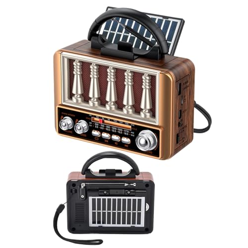 Mppchhn Radio Vintage,Altavoz Am/FM con Soporte para Teléfono - Receptor Exterior Portátil,para Hogar Oficina Patio Escritorio Mesita de Noche Senderismo Supervivencia Adultos Ancianos