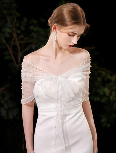 White Tulle Wedding Bridal Shawl Elegant Lace Bridal Shawl Wraps Womens White Wedding Cape Wrap Stole Capelets Scarf Bride4