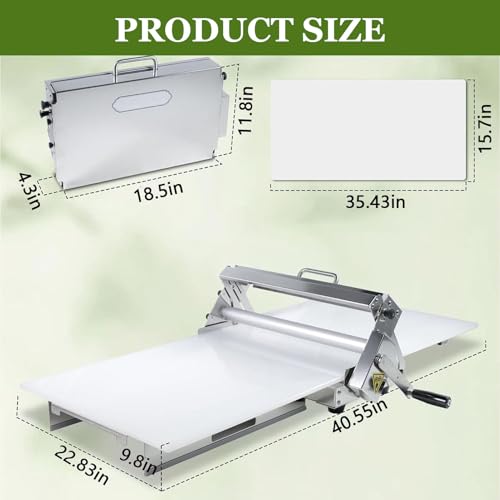 Laminadora de masa manual Model-400 de acero inoxidable plegable 6