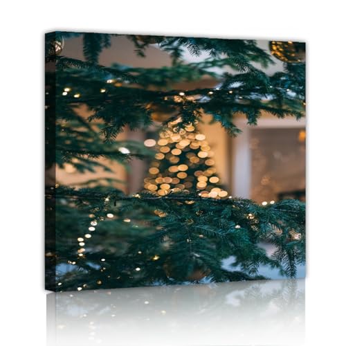 Peinture verdure d'hiver haut de gamme grand arbre de Noël en toile