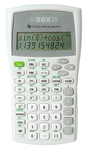 Texas Instruments Kalkulator szkolny TI-30 XIIB (dwie linie, zasilanie bateryjne), biały
