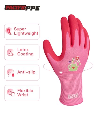 PACIFIC 2 Pares de Guantes de Jardinería para Mujer – Guantes de Trabajo con Agarre Ultra, Guantes de Seguridad Duraderos para Jardín, Pesca, Bricolaje y Actividades Exteriores, Morado & Rojo, Talla M - imagen 3