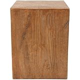 Deco 79 Magnesium Oxide Block Outdoor Accent Table with Natural Textured Wood Grain, 14' x 14' x 18', Brown