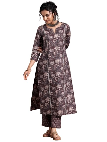 Image of Libas Printed Cotton Straight Kurta With Trouser