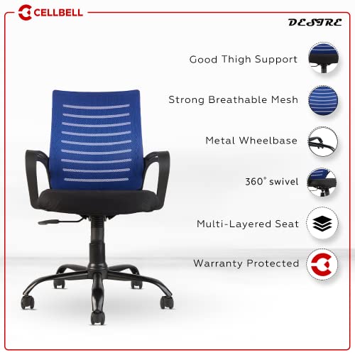 Image of CELLBELL Mid-Back mesh Chair C1046750 Product (Mid-Back, Blue) C104 Medium-Back Mesh Office /Study Chair[Grey]