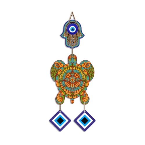 Image of Artvibes Multicolor Turtle Evil Eye Wall Hanging for Home Entrance | Lucky Turtle MDF Vastu Decor | Decorative Wall Art for Living Room | Bedroom | Balcony & Office | Positive Energy Accent (WH 8541N)