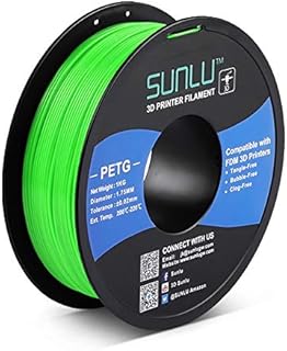 PETG 3D Printer Filament 1.75mm, SUNLU PETG Filament, Strong 3D Filament, Dimensional Accuracy +/- 0.02 mm, 1 kg Spool, Green
