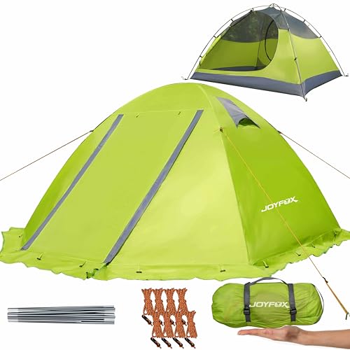 JOYFOX Barraca de Camping 2 Pessoas RAINFLY Alumínio Ultralight Upf 50 Coluna D'água de 3000mm (Verde Claro, 2 Pessoas)