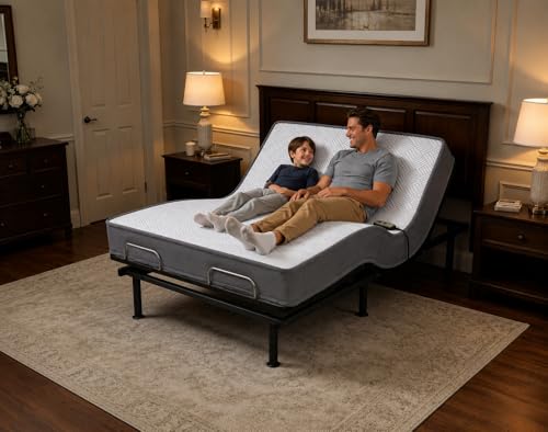 Espsilto Adjustable Bed with Mattress, Full Size, Electric, Head & Foot Incline, Adjustable Leg Heights, 77x54 Inch, Zero Gravity