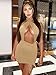 Women's Sexy Criss Cross Halter Tie Up Backless Drawstring Ruched Bodycon Mini Club Party Dress,Medium,Khaki