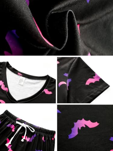 Image of VENTELAN Pajama Set For Women Cute PJS Summer Short Sleeve Shorts Sleepwear