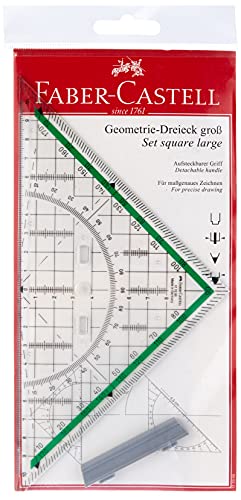 FABER-CASTELL 177090 - Zeichendreieck groß, mit abnehmbaren Griff, 1 Stück
