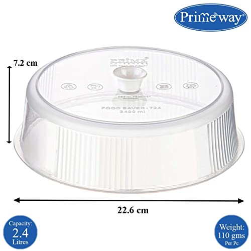 Image of Primeway Plastic O 21cm | Microwave Multipurpose Large Food Cover Lid | 8.25 inch | 2 Pcs Set | Transparent