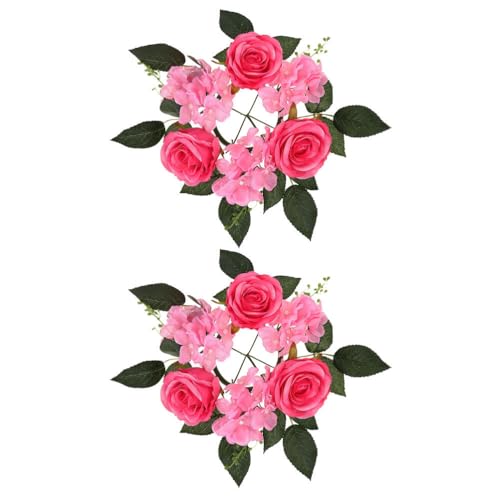 ABOOFAN 2pcs Artificial Candlestick Garland Tapers Candles Home Decoration Napkin Rings Holder Christmas Decor Floral Candle Flower Embellishments Vase Ring Silk Flower Household Bracket
