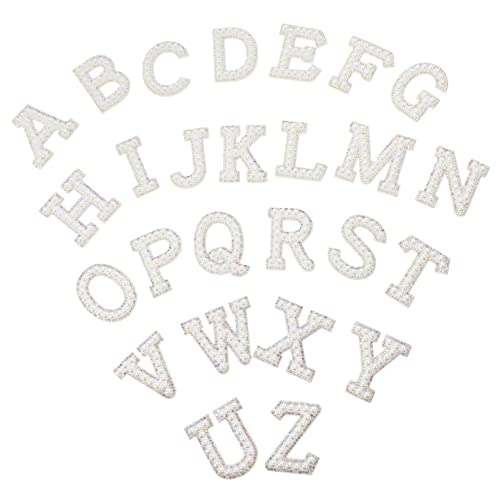 DIYEAH 1 Juego Pegatina Con De Tela Con Letras Decoración De Letras Alfabeto Divertidos Adornos Cromo Numérico Letras Doradas Pegatinas Bordadas Banda Poliéster