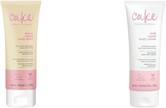 Cake Beauty Vegan Body Lotion and Cream for Dry Skin - 7 Ounce Each