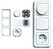 Produktbild BUSCH-JAEGER Reflex SI Komplett-Sets - Alpinweiß (1x Dimmer + Abdeckung, 1x Steckdose, 1x Wechselschalter, 1x Rahmen 3fach, 1x Wippe)