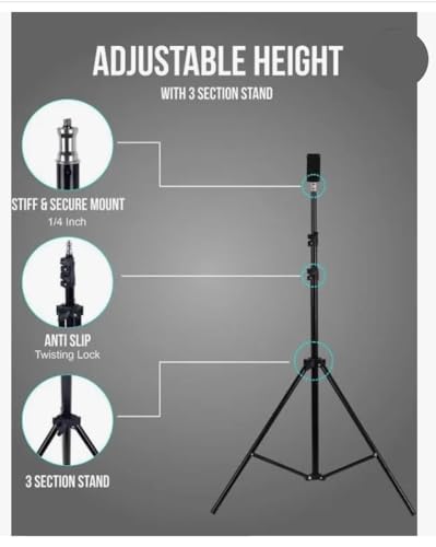 Image of Tripod Stand for phone 7 feet I with 360 Degree Ball Head Rotator & Mobile Holder for All Types of Mobile I Photography I Shooting I YouTube I Lightweight I Easy to Carry for Traveling I Metal I Black