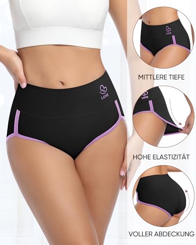 Women's Underwear 4 Pack Cotton Mid Waisted No Muffin Top Ladies Panties Postpartum Soft Briefs Full Coverage3