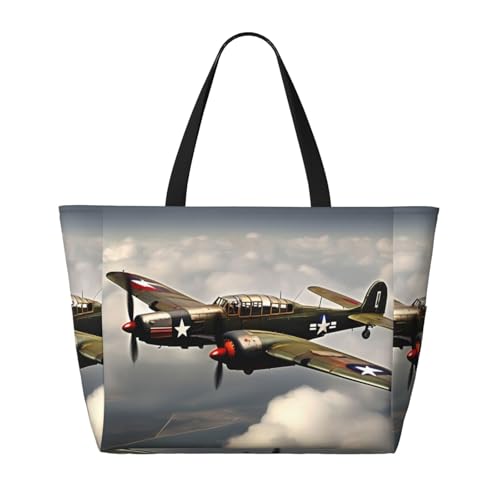 World War 2 Aircraft Airplane 2-Standard-Scale-2_00x Print Beach Tote Bag Large Travel Bag With Zipper And Pockets Lightweight Gym Bag2