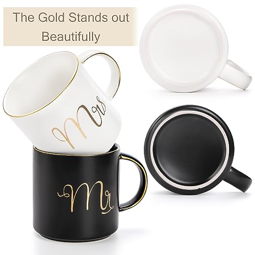 Yesland-12-oz-Mr-and-Mrs-Mug-Ceramic-Coffee-Mug-for-the-Couple-Ideal-Gift-for-Engagement-Anniversary-His-and-Hers-Bride-and-Groom-Valentines-and-Christmas-Gifts-Set-of-2-Black-White Yesland 12 oz Mr and Mrs Mug Ceramic Coffee Mug for the Couple Ideal Gift for Engagement Anniversary His and Hers Bride and Groom Valentines and Christmas Gifts Set of 2 Black White