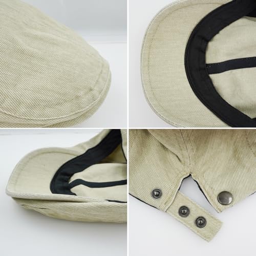 KeepSa Baumwolle Herren Newsboy Schiebermütze Flatcap Tellermütze Schlägermütze Gatsby Ivy Barett Cap Sommer Atmungsaktiv Verstellbare Vintage Cabbie Cap 57-61CM