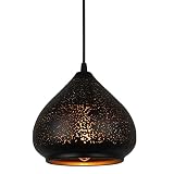 PLSDH Luminaire Suspendu À Cage en Métal Noir, Suspension Contemporaine, 8 Pouces, Suspension Réglable, Intérieur Doré, Luminaire Suspendu Industriel, pour Îlot De Cuisine, Café, Bar