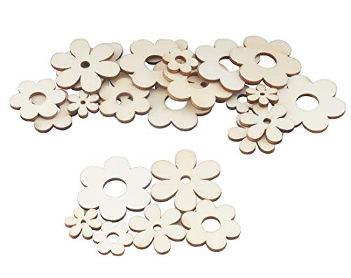 Allinone Flower Shape Unfinished Wood Cut Slices For For Diy Craft Decoration (Mixed Size) #TOP2