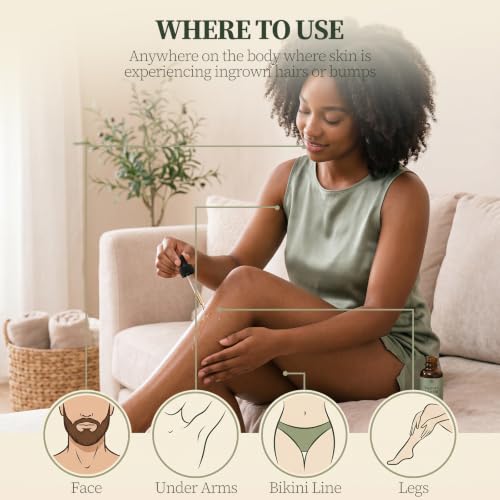 Ingrown Hair Treatment Oil for Women & Men, Soothes Razor Bumps, Prevents Ingrowns, Reduces Redness & Irritation for Bikini Line, Underarms, Legs – Tea Tree, Jojoba & Sage 1oz(30ml) — view 3