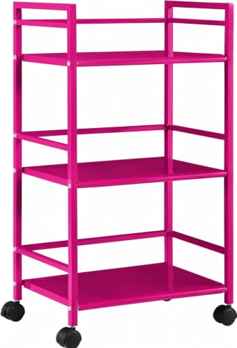 Image of WINSTAR Metal Rolling Trolley with Lockable Wheels | Heavy Duty Multifunctional Metal Frame Cart | Ideal for Home, Kitchen, Bathroom and Office Storage | (Fuchsia Pink, 3-Tier)