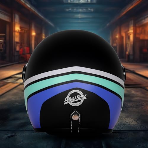 Image of Steelbird SBH-54 Retro Rustic ISI Certified Open Face Helmet for Women and Men Motorbike Helmet