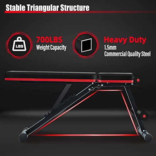 Teclor Adjustable Weight Bench - 700Lb Stable Weight Bench, Full Body Workout Multi-Purpose Foldable Incline Decline Exercise Workout Bench For Home Gym #TOP5