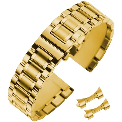 【Materiale in Acciaio Inox di Prima Qualità】Il cinturino di ricambio è tagliato e realizzato in acciaio inossidabile di alta qualità, con doppio pulsante di apertura, comodo da indossare. La lavorazione artigianale del cinturino è una combinazione di lucido e opaco (il centro del cinturino è spazzolato ed entrambi i lati sono lucidati, combinando perfettamente i due). Superficie ad alta tecnologia, lusso, nobiltà e durabilità, poiché ogni dettaglio è stato preso in considerazione nel processo di produzione in termini di lavorazione, design ed estetica.