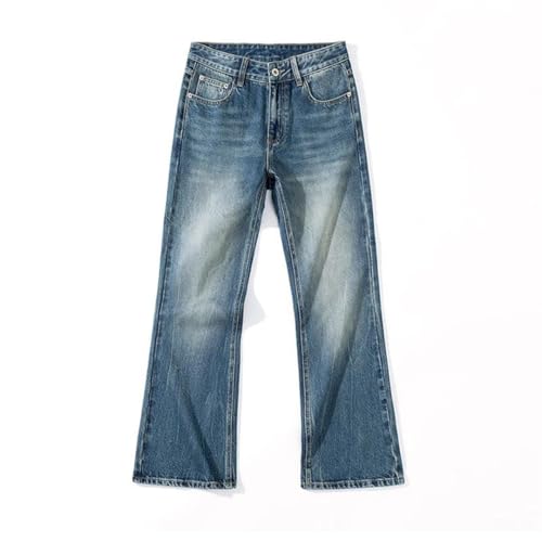 Men’S Flared Bootcut Jeans Mid Waist Loose Fit Wide Leg Denim Pants Streetwear Style Zipper Fly Jeans2