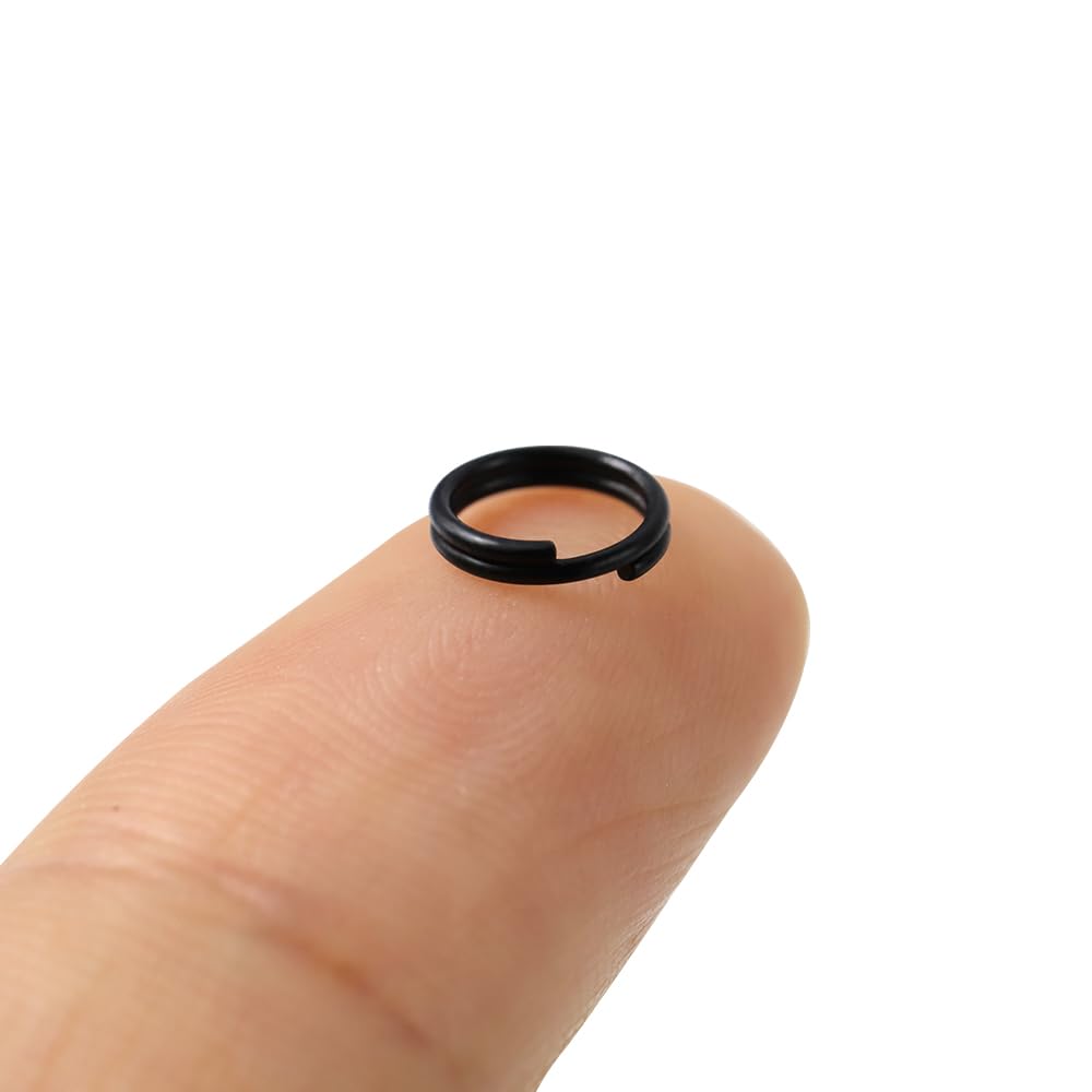 Mini Split Jump Ring with Double Lops Small Round Metal Black Key Rings Connectors for Making Handwork Charms Pendants Key Chains Ornaments DIY Crafts Accessories (6mm, Dark Black)