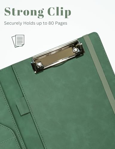Mymazn Small Padfolio Clipboard Folder for 5x8 Inch Writing Pads, Compact A5 Portfolio for Business Office, Floral Green
