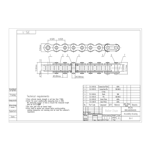 PGN #35 Roller Chain - 10 Feet + 2 Free Connecting Links - Carbon Steel Chains for Bycicles, Mini Bikes, Motorcycles, Go-Karts, Home and Industrial Machinery - 319 Links by PGN Bearings - Image 2