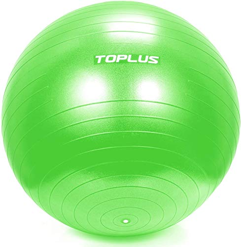 TOPLUS Ballon d'exercice pour gymnastique avec pompe rapide pour yoga, pilates, fitness, grossesse et travail (vert herbe-65 cm)