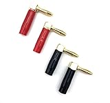24-K-Gold, 90 Grad rechtwinkliger Lautsprecher-Bananenstecker, Audio-Klinkenstecker.