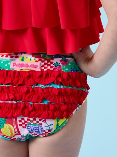 Image of RuffleButts Girls UPF50+ Sun Protection Flounce Bikini Two Piece Swimsuit