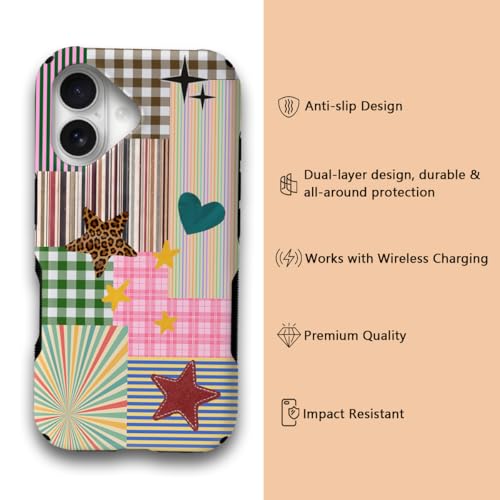 Coque de protection iPhone 17 haut de gamme mate et magnétique Patchwork Stripe